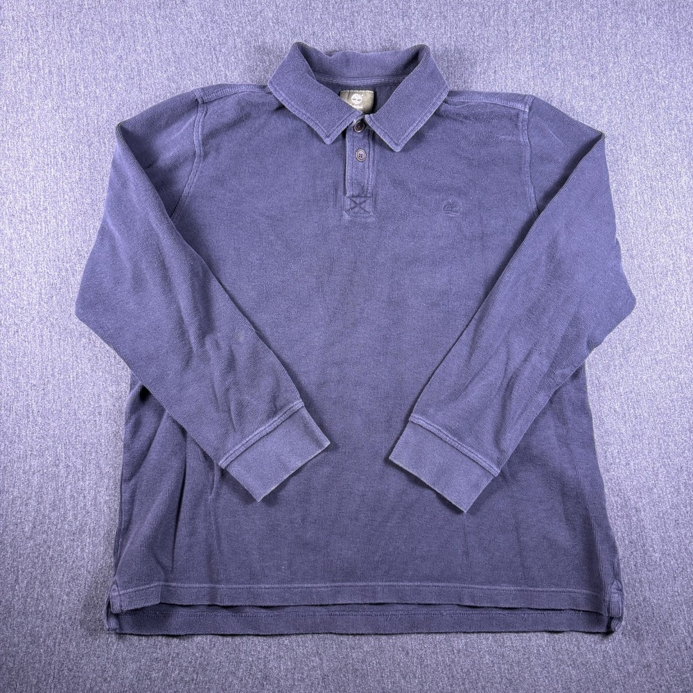 Timberland Polo Regular Fit Long Sleeve Shirt Mens XL Dark Blue Cotton